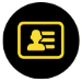Icon showing a yellow photo ID on a black background